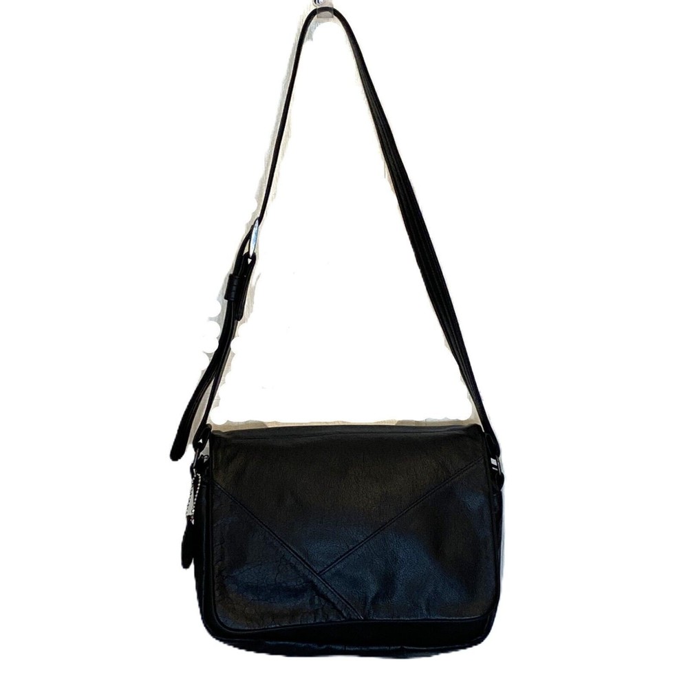Classic Black Leather Crossbody Shoulder Bag